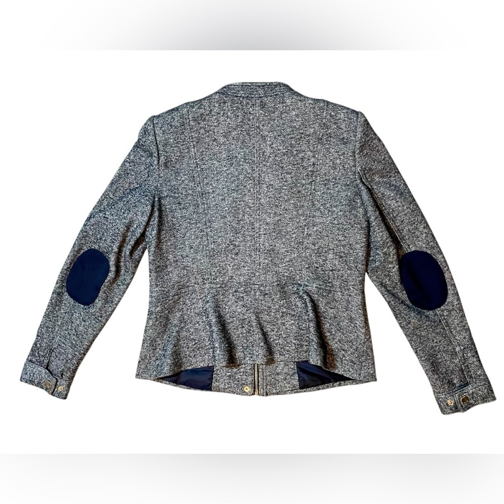 Tommy Hilfiger Navy Gray Marled Elbow Patch Military Style Jacket Size 12 - Picture 4 of 4